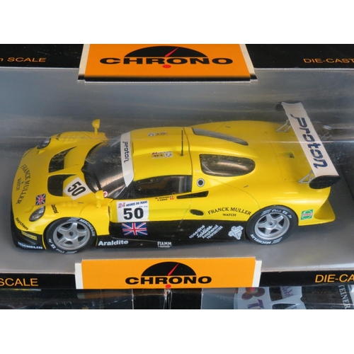 462 - Five boxed 1:18 diecast models to include 2 x UT models (Porsche No63, No7) & 3 x Chrono (H1071 Lotu... 