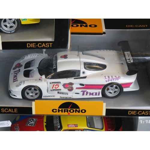 462 - Five boxed 1:18 diecast models to include 2 x UT models (Porsche No63, No7) & 3 x Chrono (H1071 Lotu... 