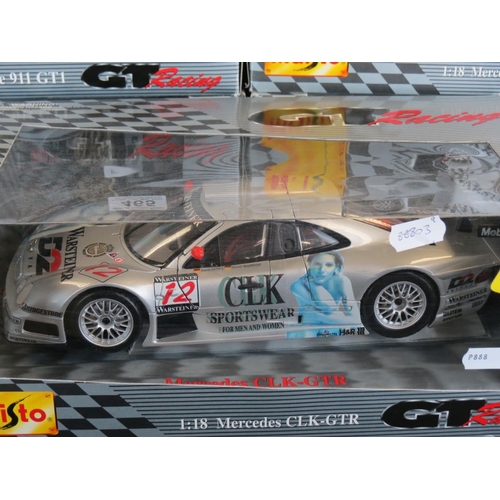 465 - Nine boxed Maisto GT Racing 1:18 diecast models to include 4 x Mercedes CLK-GTR (No12 Original-Teile... 