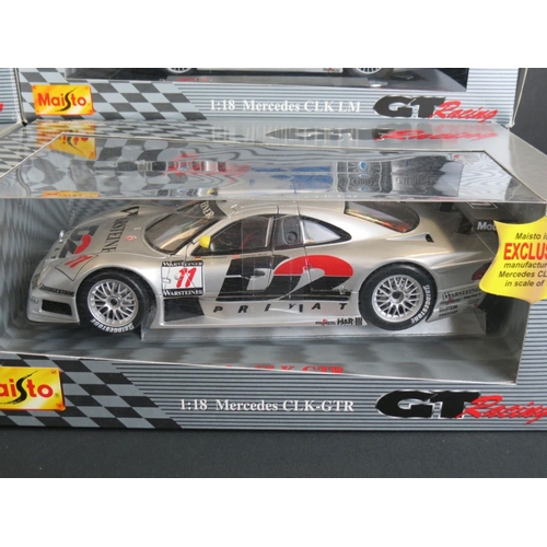 465 - Nine boxed Maisto GT Racing 1:18 diecast models to include 4 x Mercedes CLK-GTR (No12 Original-Teile... 