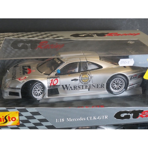 465 - Nine boxed Maisto GT Racing 1:18 diecast models to include 4 x Mercedes CLK-GTR (No12 Original-Teile... 