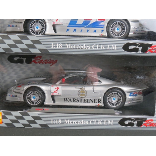 465 - Nine boxed Maisto GT Racing 1:18 diecast models to include 4 x Mercedes CLK-GTR (No12 Original-Teile... 