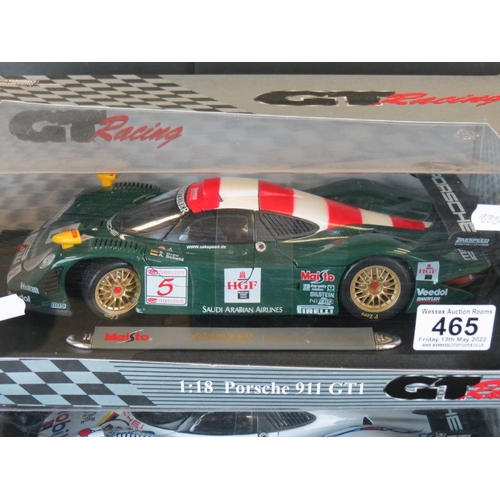 465 - Nine boxed Maisto GT Racing 1:18 diecast models to include 4 x Mercedes CLK-GTR (No12 Original-Teile... 