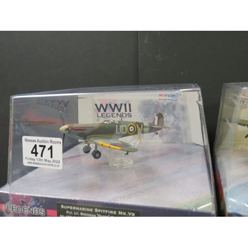 471 - Six cased Corgi Aviation Archive 1:72 diecast models to include AA31909 SuperMarine Spitfire Mk.VB, ... 