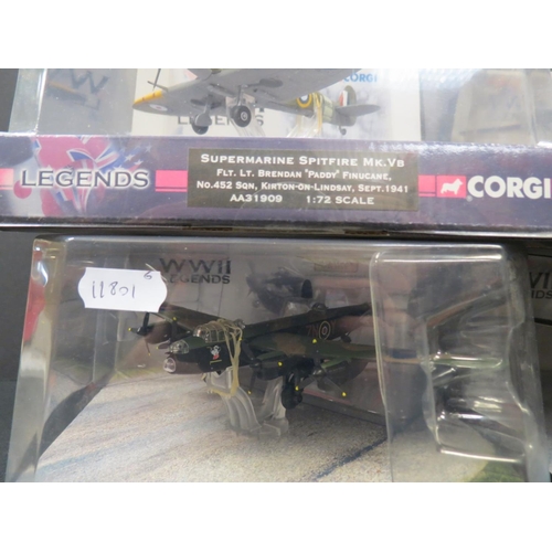 471 - Six cased Corgi Aviation Archive 1:72 diecast models to include AA31909 SuperMarine Spitfire Mk.VB, ... 