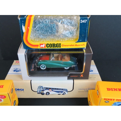 475 - Eight boxed diecast models to include 4 x Atlas Dinky (555, 111, 482 & 106), Corgi Vintage Buses USA... 