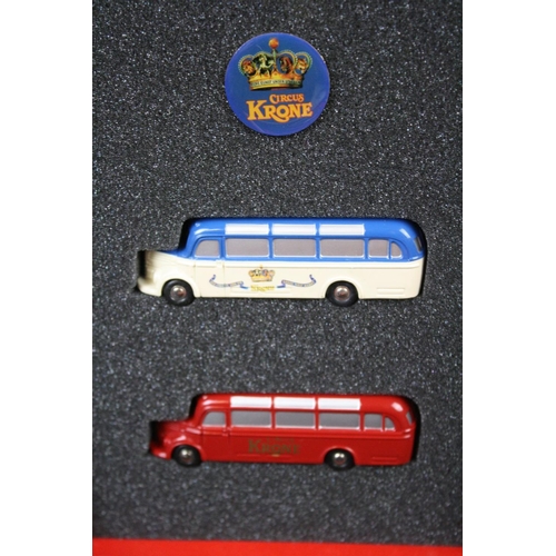 365 - Six boxed Schuco Krone diecast model Circus Bus sets, 2 variants, all complete, plus 3 x unboxed Sch... 