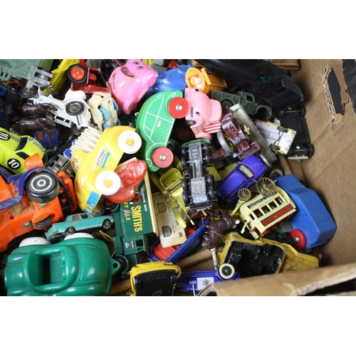 368 - Quantity of play worn diecast, plastic and tin plate toys, condition varies