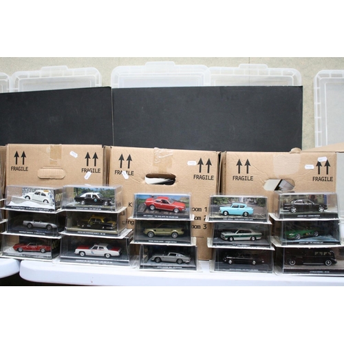 445 - Around 120 cased Eaglemoss 007 James Bond diecast collectors models in gen vg / ex condition, case c... 