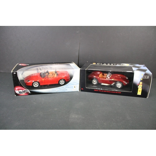 492 - Five boxed Hot Wheels 1/18 Ferrari diecast models to include 27774 360 Spider, 23918 1984 Testarossa... 