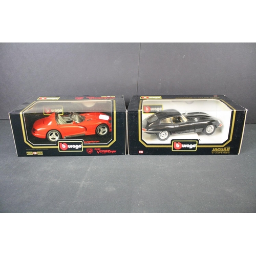 500 - Six boxed Burago 1:18 diecast models to include Ferrari 456GT 1992, Chevrolet Corvette 1957, Dodge V... 