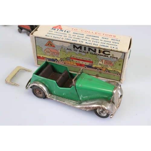 283 - Two boxed Triang Minic clockwork models to include Vauxhall Open Tourer in green and Vauxhall in red... 