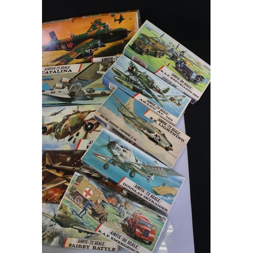 300 - Airfix - 20 Boxed 72 (red stripe) Aircraft model kits to include 11 x Series 2 (MIG. 21, Meteor III,... 