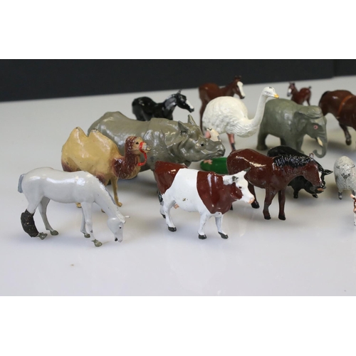 303 - Approximately 24 Painted Metal Farm and Zoo Animals including Britains