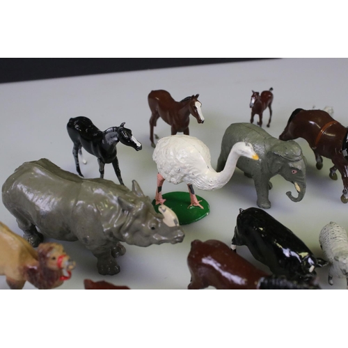 303 - Approximately 24 Painted Metal Farm and Zoo Animals including Britains