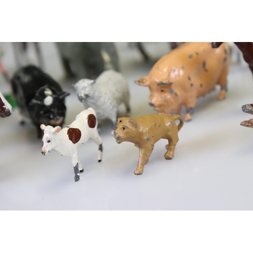 303 - Approximately 24 Painted Metal Farm and Zoo Animals including Britains