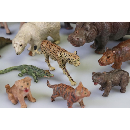 305 - Collection of Elastolin zoo animal figures to include seal, giraffe, rhino, tiger, camel, wolf and m... 