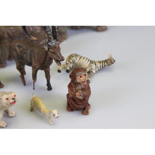 305 - Collection of Elastolin zoo animal figures to include seal, giraffe, rhino, tiger, camel, wolf and m... 