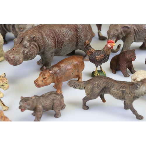 305 - Collection of Elastolin zoo animal figures to include seal, giraffe, rhino, tiger, camel, wolf and m... 