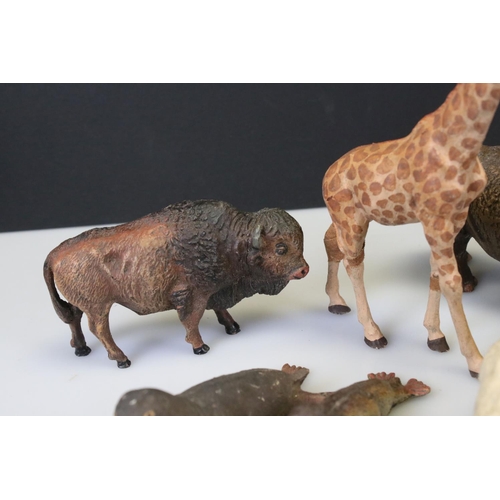 305 - Collection of Elastolin zoo animal figures to include seal, giraffe, rhino, tiger, camel, wolf and m... 