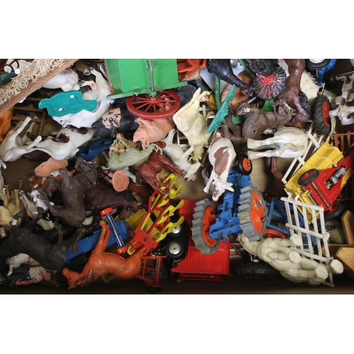 306 - Quantity of metal and plastic animal figures, farming and zoo featuring Britains, a boxed Britains F... 