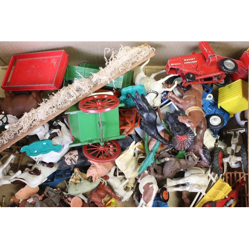 306 - Quantity of metal and plastic animal figures, farming and zoo featuring Britains, a boxed Britains F... 