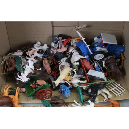 306 - Quantity of metal and plastic animal figures, farming and zoo featuring Britains, a boxed Britains F... 