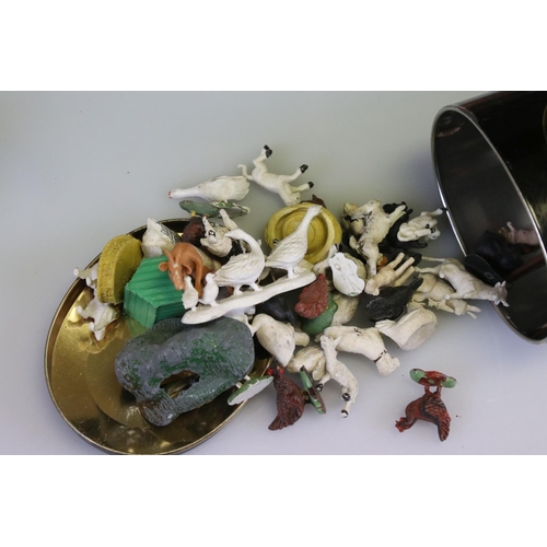 306 - Quantity of metal and plastic animal figures, farming and zoo featuring Britains, a boxed Britains F... 