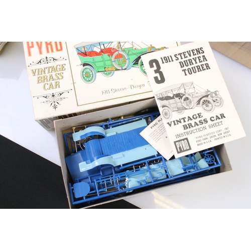 205 - Nine boxed plastic model kits to include AMT ERTL 1964 Impala SS, Puro Vintage Brass Car, Revell H16... 