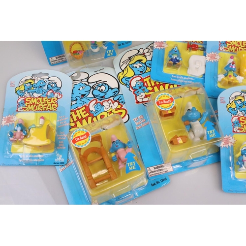 212 - 15 Boxed / Carded Toy Island and Irwin Peyo Smurfs figures to include 2 x boxed Daisy Wheel play set... 