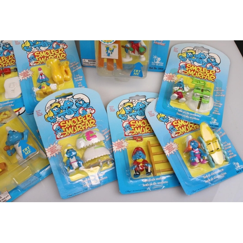 212 - 15 Boxed / Carded Toy Island and Irwin Peyo Smurfs figures to include 2 x boxed Daisy Wheel play set... 