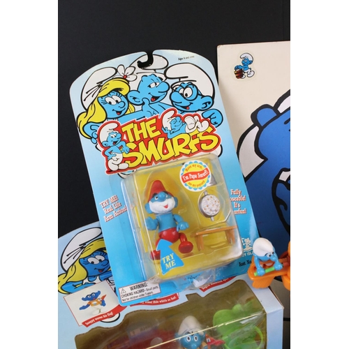 212 - 15 Boxed / Carded Toy Island and Irwin Peyo Smurfs figures to include 2 x boxed Daisy Wheel play set... 