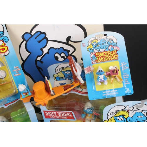 212 - 15 Boxed / Carded Toy Island and Irwin Peyo Smurfs figures to include 2 x boxed Daisy Wheel play set... 