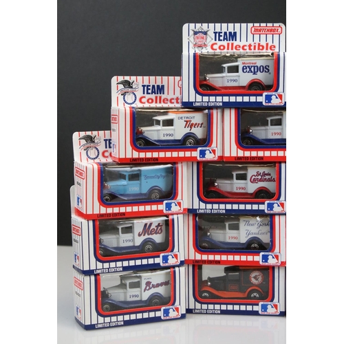 344 - 24 Boxed Matchbox MLB Baseball Team Collectable diecast models to include San Francisco Giants, Bost... 