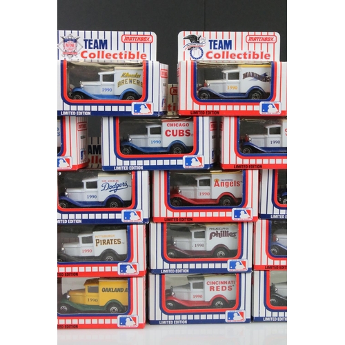 344 - 24 Boxed Matchbox MLB Baseball Team Collectable diecast models to include San Francisco Giants, Bost... 