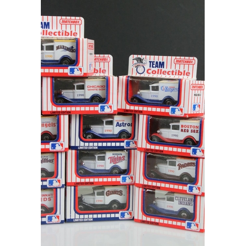 344 - 24 Boxed Matchbox MLB Baseball Team Collectable diecast models to include San Francisco Giants, Bost... 