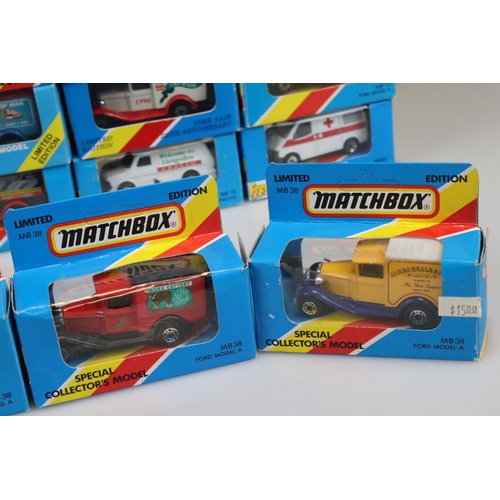 345 - 29 Boxed Matchbox 1981 diecast models in yellow/red/blue boxes, boxes previously opened, diecast ex,... 