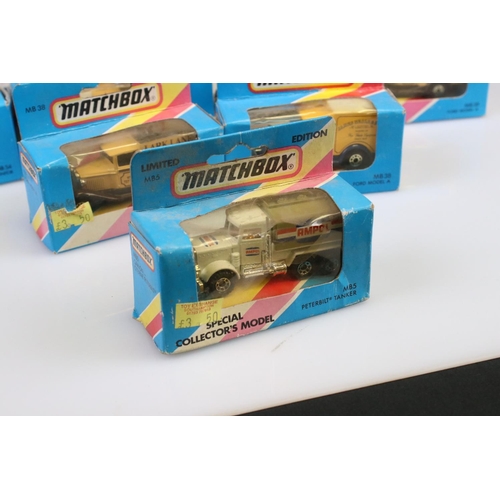 350 - 19 Boxed Matchbox diecast models circa 1980/90s, diecast ex, boxes dusty but unopened