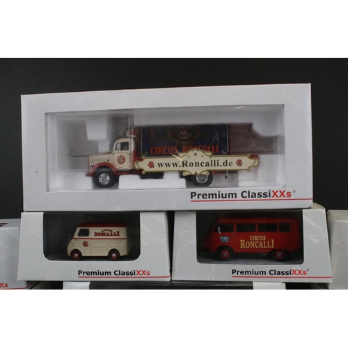 351 - 11 Boxed / cased Premium ClassiXXs diecast models, all featuring circus decals, excellent