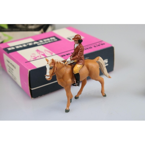 313 - five boxed & bagged Britains plastic figures to include 2 x Swoppets (641 Cowboy Firing Pistol Mount... 