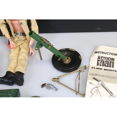 319 - Early 1970's Palitoy Action Man Figure with brown flock hair, with an Action Soldier Uniform and oth... 