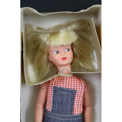 327 - Boxed 1960's Pedigree Patch, Sindy's Little Sister, Doll, Blonde dressed in Dungarees (head detached... 