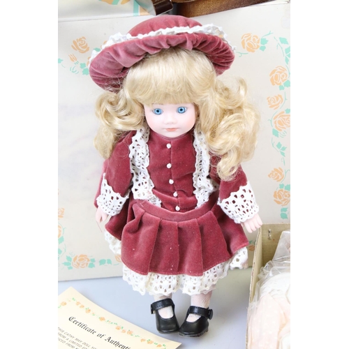 330 - Boxed Alberon Collector's Porcelain Doll, Boxed Limited Edition Cathy May Doll with Wooden Rocking C... 