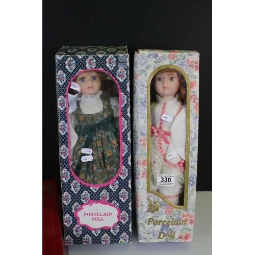 330 - Boxed Alberon Collector's Porcelain Doll, Boxed Limited Edition Cathy May Doll with Wooden Rocking C... 