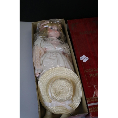 330 - Boxed Alberon Collector's Porcelain Doll, Boxed Limited Edition Cathy May Doll with Wooden Rocking C... 