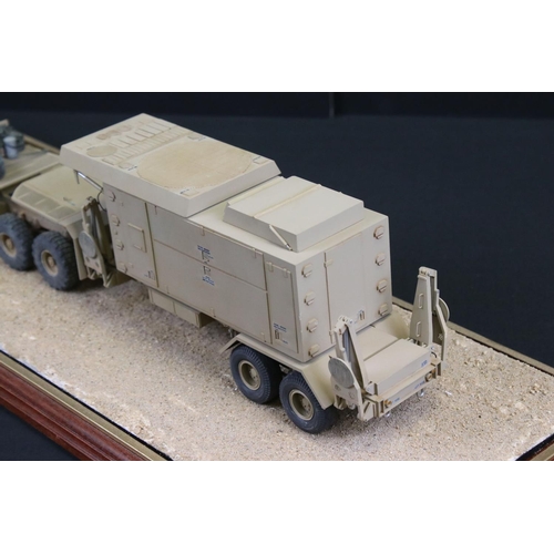 424 - Two cased plastic kit built military models, very well made with diorama scenery, plastic case lengt... 