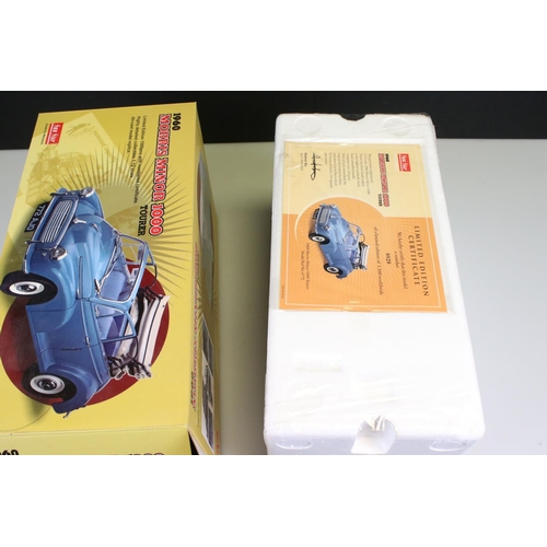 429 - Boxed Sun Star ltd edn 1:12 4772 1960 Morris Minor 1000 Tourer diecast model in blue, numbered 802/1... 