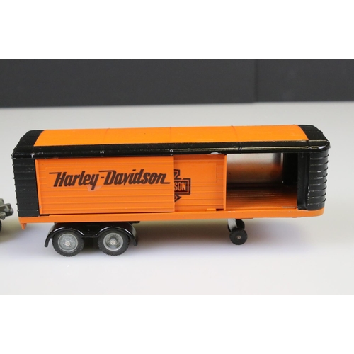 572 - Original Corgi Major 1137 Articulated Trailer with later applied Harley Davidson decals and repainte... 