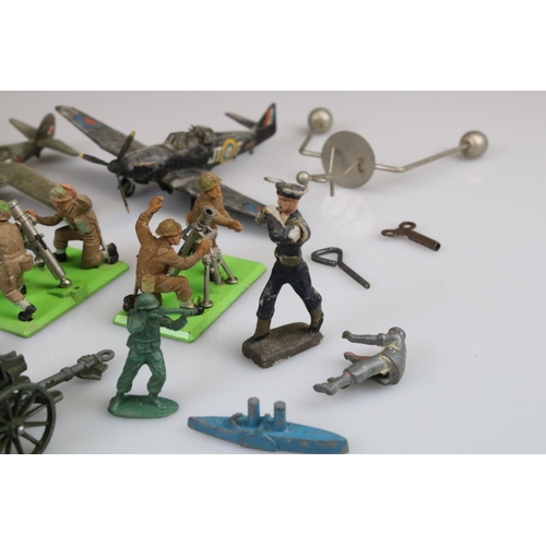 508 - Quantity of military related plastic and diecast models to include Britains Deetail, Dinky diecast m... 