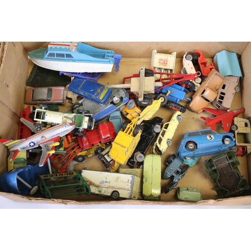 515 - Quantity of mid 20th C play worn diecast models to include Matchbox Lesney and Corgi, features Trian... 